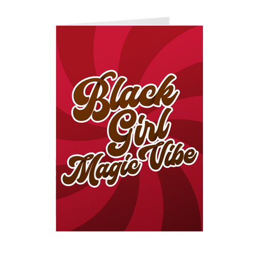 Red & Brown Swirl - Black Girl Magic Vibe Greeting Card