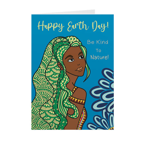 Blue & Green - Be Kind To Nature - African American World Earth Day Cards