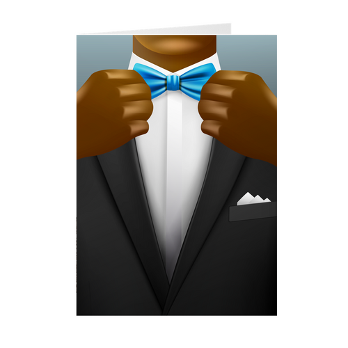 Suit & Blue Bow Tie – African American Man Greeting Card