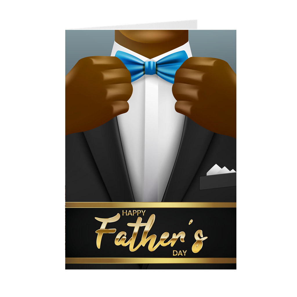 Black Dad - Suit & Blue Bow Tie – African American Father's Day Card