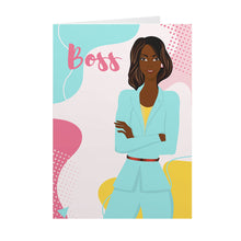 Load image into Gallery viewer, Pastel Blue Suit - Girl Boss - African American Greeting Card