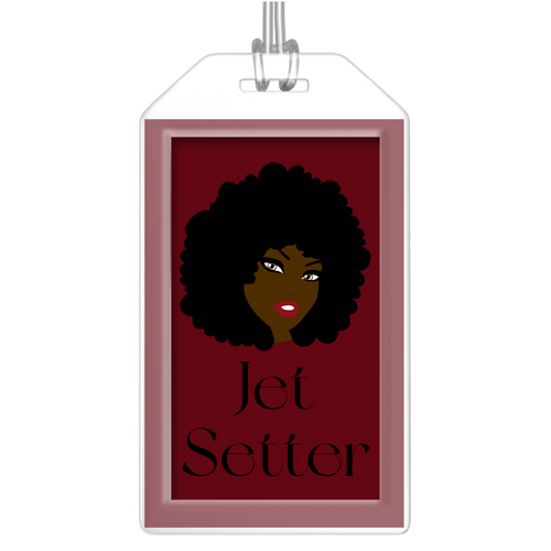 Jet Setter - African American Traveler - 2 Red Black Stationery Luggage Tags