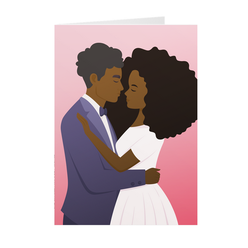 Embrace - African-American Couple In Love - Black Stationery Greeting Cards