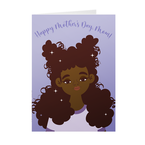 Little Girl Sparkle Curly Hair - African American Mother's Day Greeting Cards