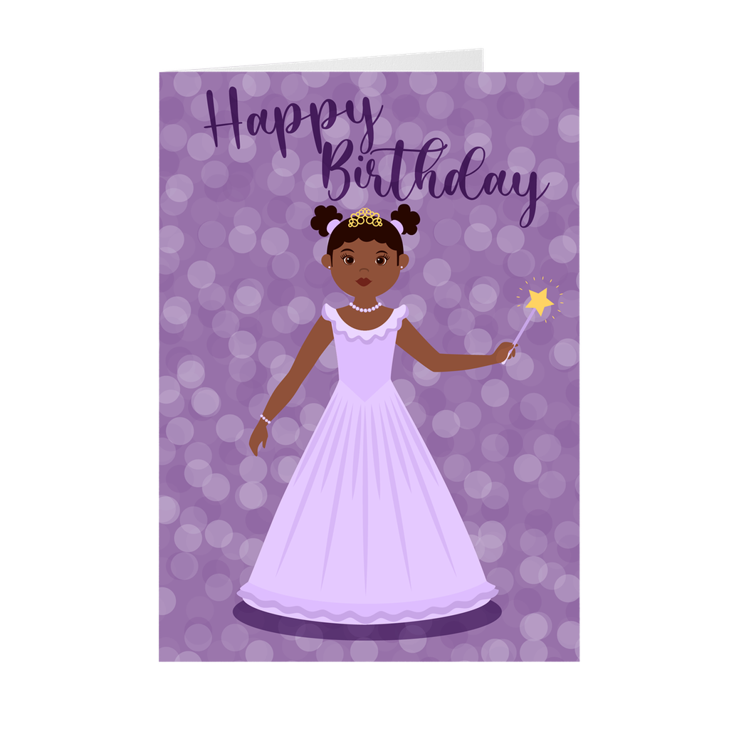 Purple Dress - Little Princess - African American Birthday Cards Front