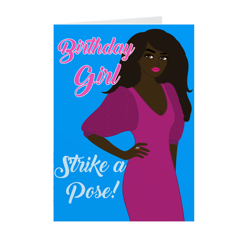 Dark Skin Beauty - Strike A Pose - African American Birthday Cards