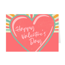 Load image into Gallery viewer, Pink Heart Rays - Happy Valentine&#39;s Day Greeting Card