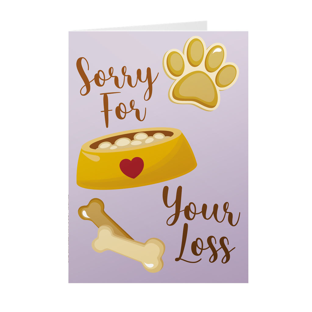 Dog Paw, Bones & Heart - Sorry For Your Loss - Pet Sympathy Greeting Card
