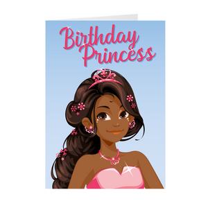 Pink Gown & Tiara - African American Birthday Princess Greeting Card