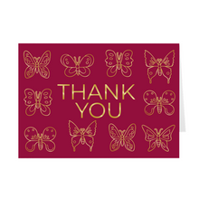 Load image into Gallery viewer, Red &amp; Gold Butterflies Thank You Card