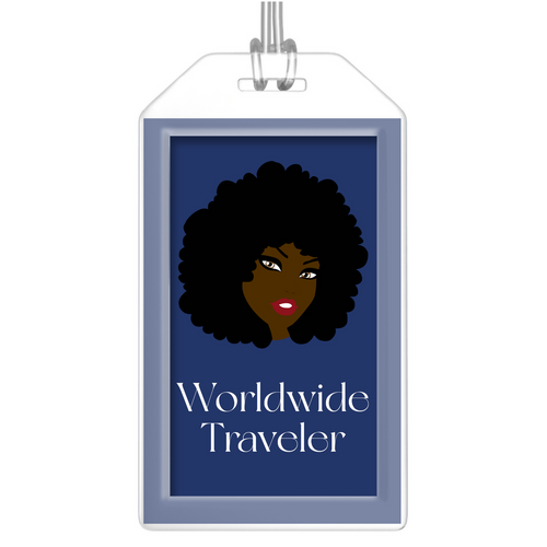 Worldwide - African American Traveler - 2 Blue Black Stationery Luggage Tags