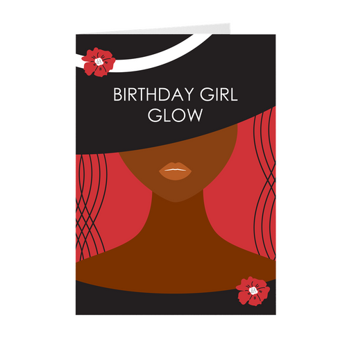 Birthday Glow Hat - African American Girl Greeting Card