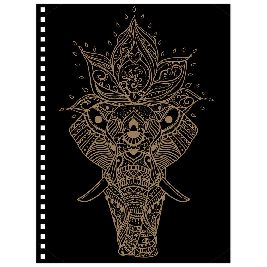 Gold & Black Elephant Spiral Notebook