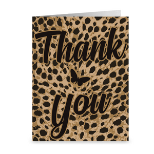 Butterfly - Leopard Print Thank You Greeting Card