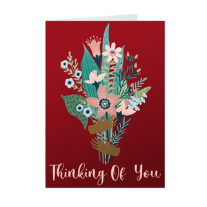 Handful of Flowers - Thinking of You - Black Stationery Greeting Cards
