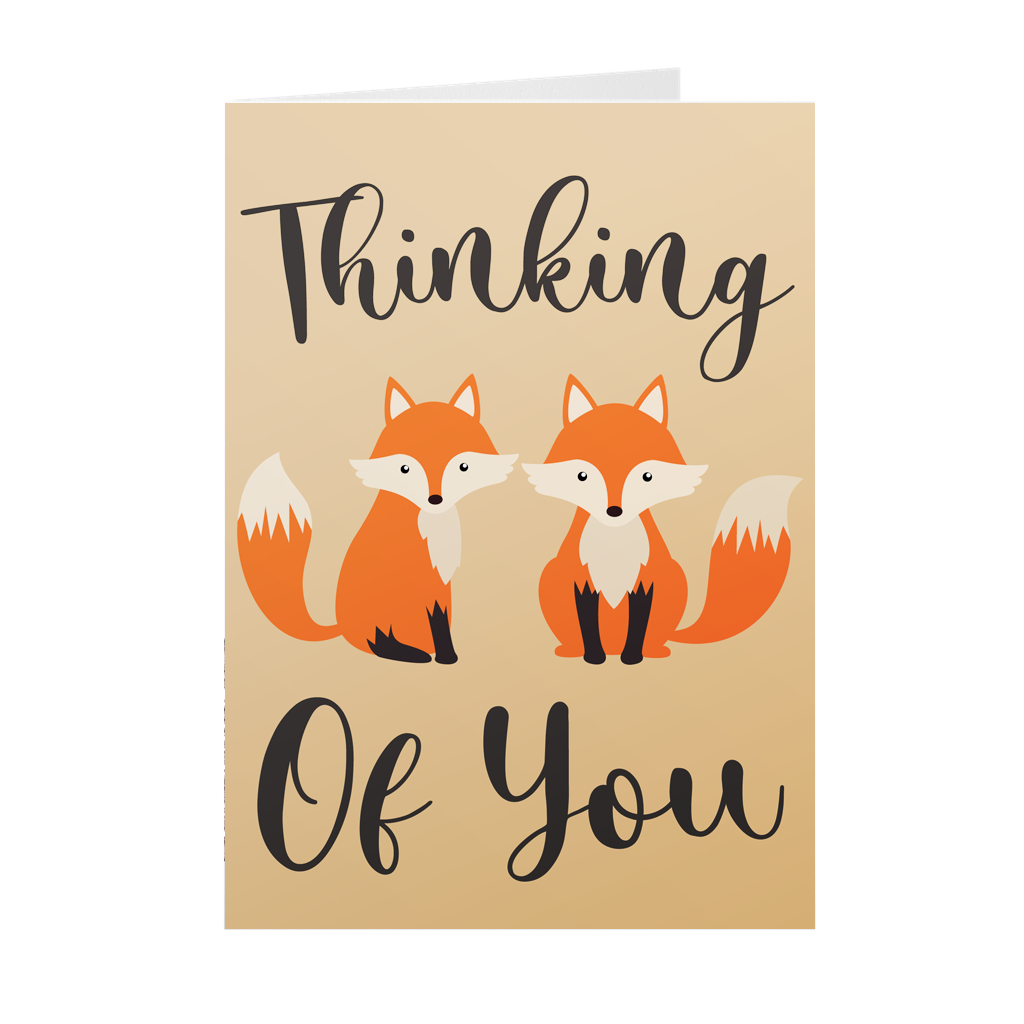 Couple of Foxes - Thinking of You - Black Stationery Greeting Cards