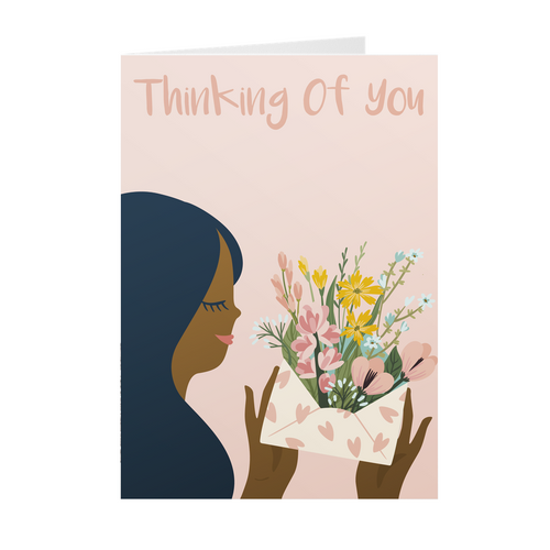 Sending Envelope Flowers - Thinking of You - African American Greeting Cards