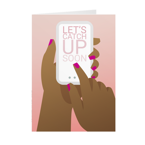 Hands & Phone - Let's Catch Up Soon - African American Greeting Card