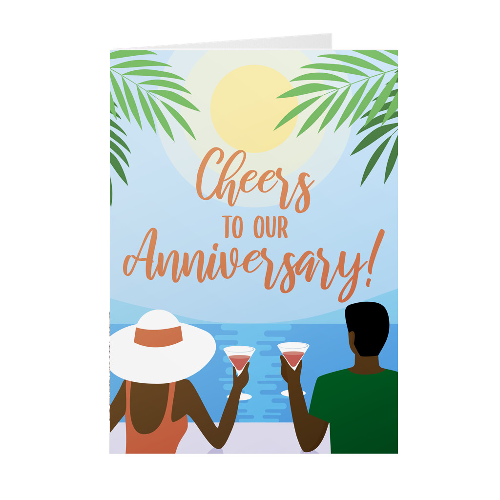 African American Couple - Celebrate Love - Black Stationery Anniversary Cards