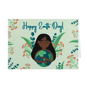 Floral Green Love - African American Earth Day Greeting Cards