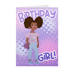 Purple - Birthday Girl - African American Kids Cards