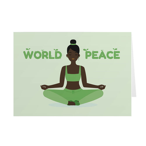 World Peace - African American Yoga Girl - Earth Day Cards