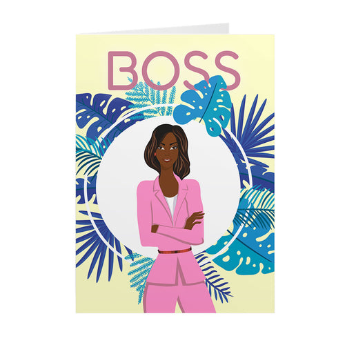Pretty In Pink Suit - African American Woman Boss - Black Greeting Cards