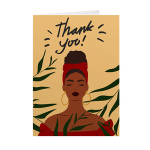 Plants - Gratitude Flow - African American Woman - Black Thank You Cards