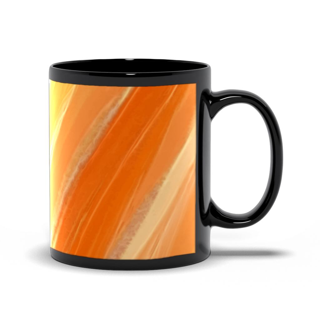 Splash of Genius - Orange, Gold & White - Black Coffee Mug