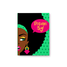 Load image into Gallery viewer, Afro Pop Art - Dream Big - African American Girl Hardcover Journal