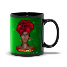 Load image into Gallery viewer, Happy Kwanzaa Black Coffee Mug
