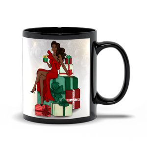 All Dressed Up In The Holidays Black Coffee Mug