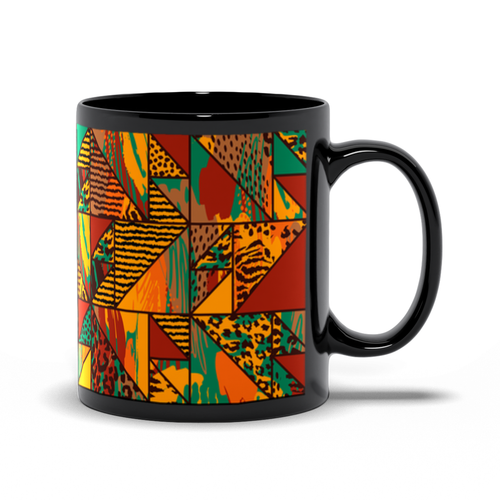 African Print Black Coffee Mug