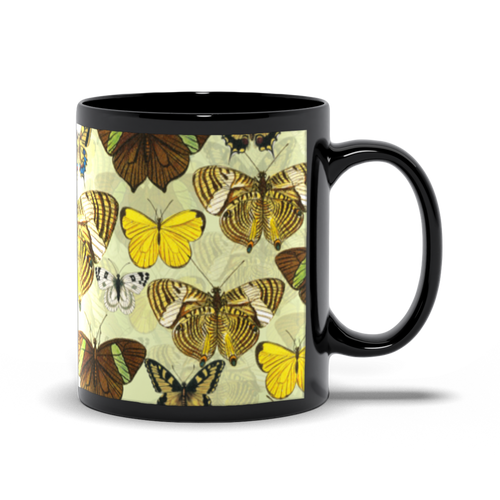 Butterfly Melody Black Coffee Mug