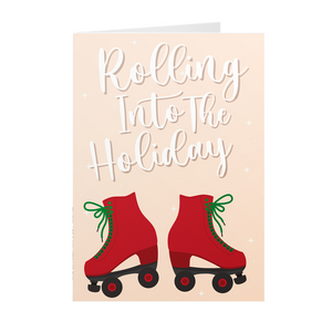 Christmas Roller Skates - Black Stationery Greeting Cards