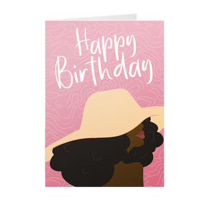 Sun Hat - Black Woman - African American Birthday Card Shop