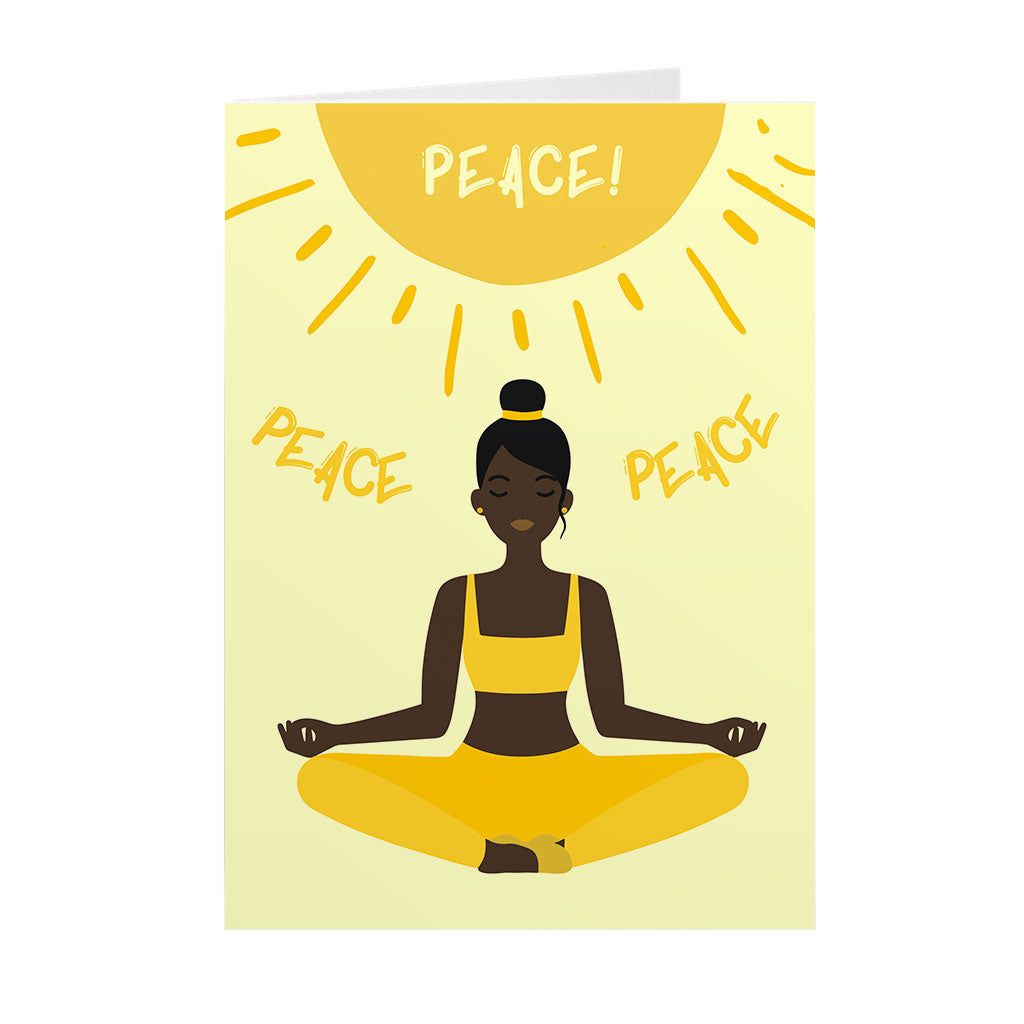 Peace & Yoga - African American Woman - Black Stationery Greeting Cards
