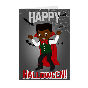 Vampire Dracula Costume - African American Boy - Halloween Black Card Shop