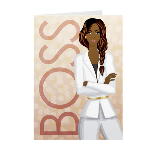 White Suit - Girl Boss - African American Greeting Card