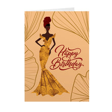 Load image into Gallery viewer, Gold - Black Women In Gown - African American Birthday Cards