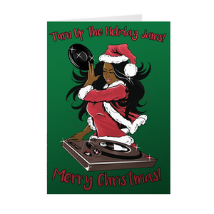 Holiday Music Female DJ - African American Christmas Cards