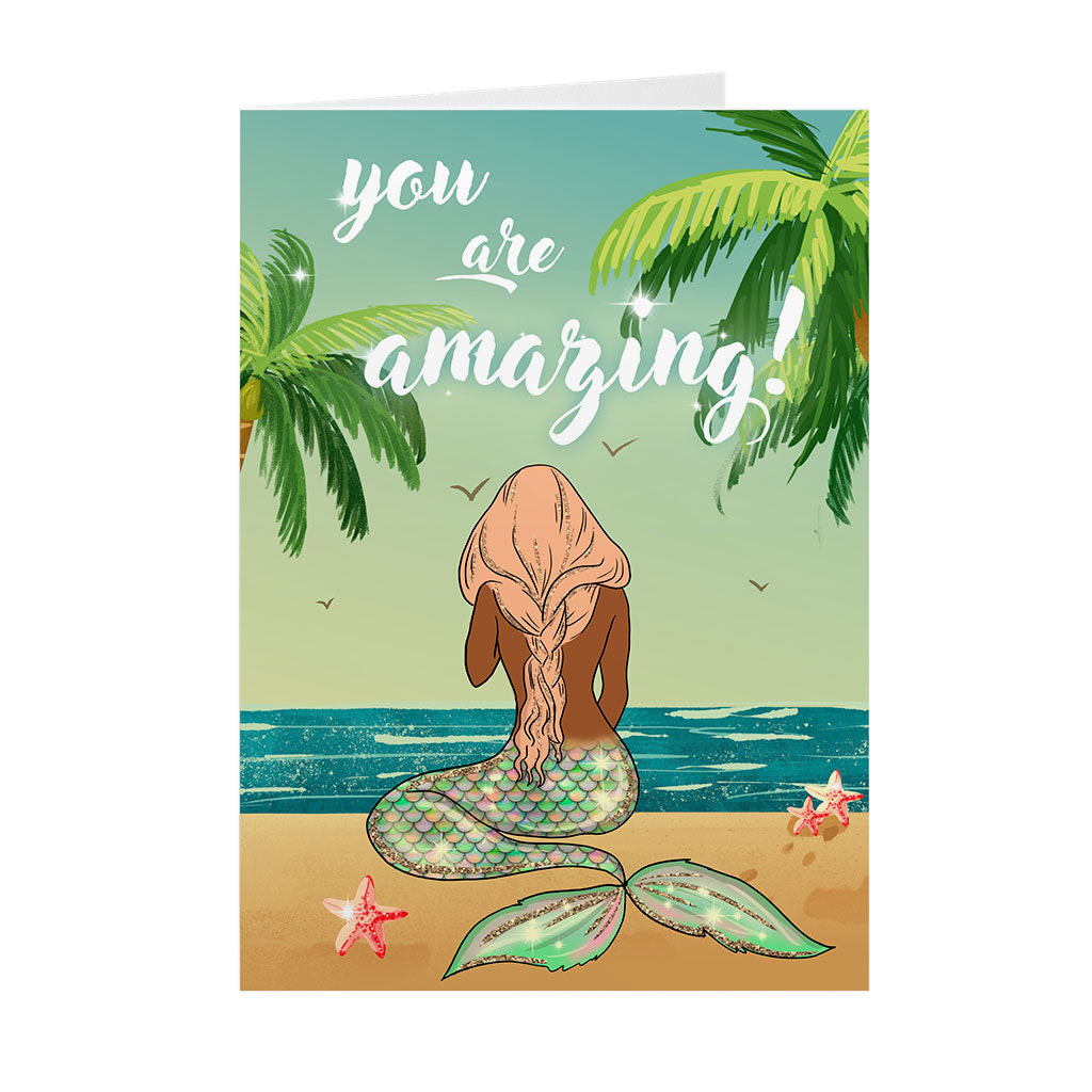 You Are Amazing - Black Mermaid - African American Greeting Cards